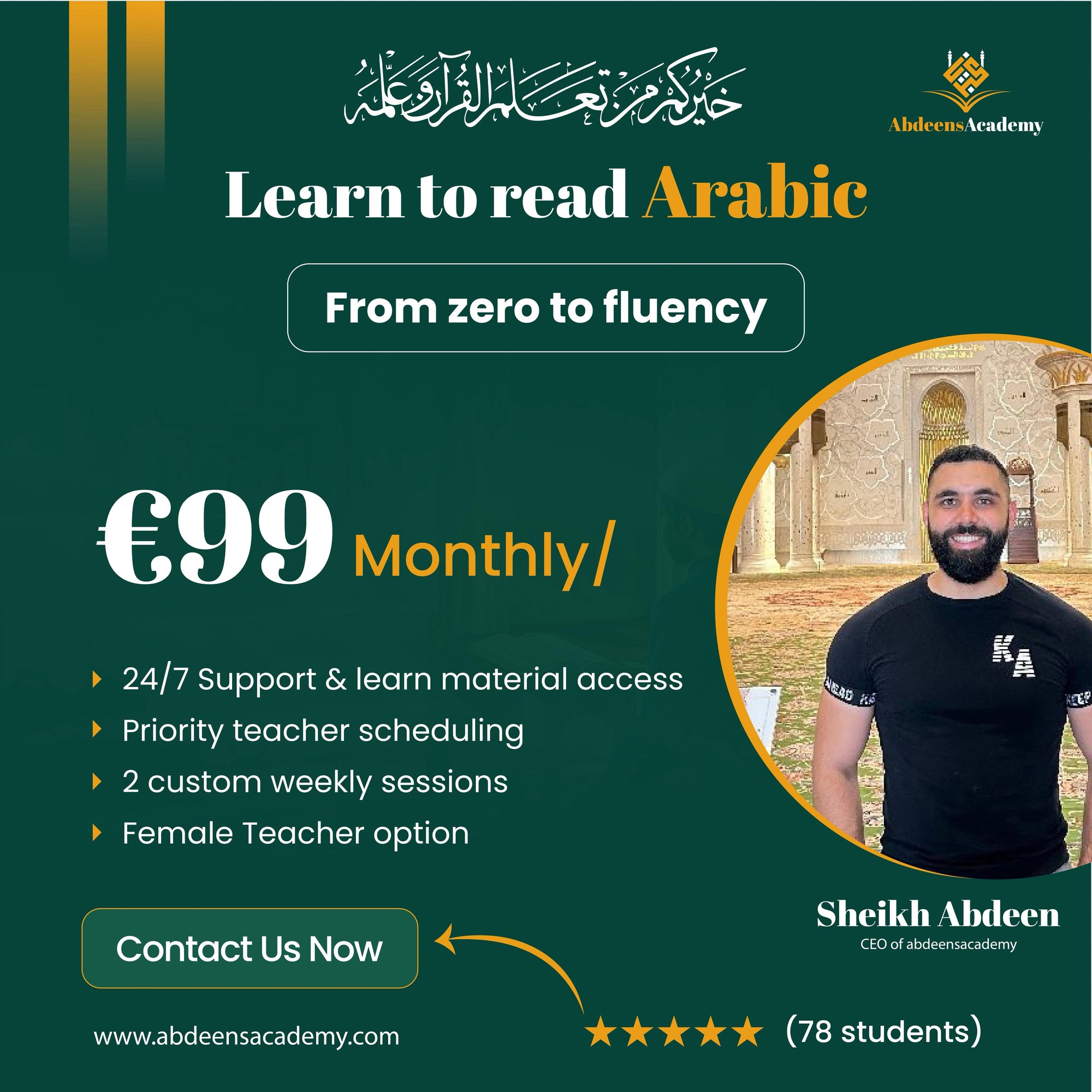 Learn Arabic Reading From 0 to Hero (1-on-1 Live Guidance)